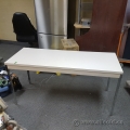 Off White Surface Worktable w/ Drawer & Fixed Chrome Legs